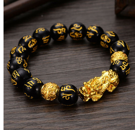 PWFE Stone Beads Bracelet Men Women Unisex Chinese Feng Shui Pi Xiu Obsidian Wristband Wealth and Good Luck Women Bracelets